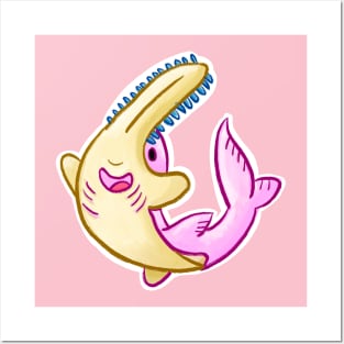 Cute Pink Sawfish Sawtooth Shark Posters and Art